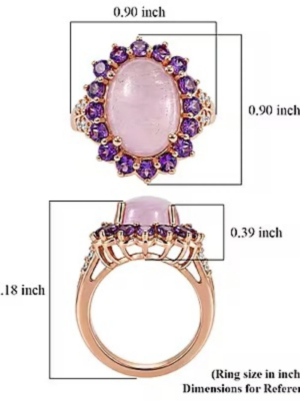 Breathtaking Kunzite With Halo Of Amethyst And White Zircon On The Shank